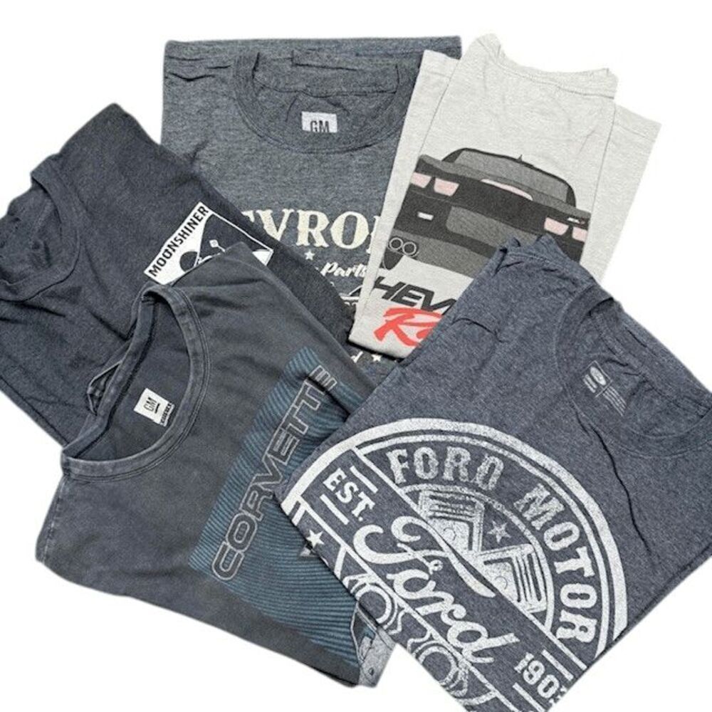 GM Ford Chevy Graphic T-Shirt Bundle Collectible Automotive‎ Gray Large XL